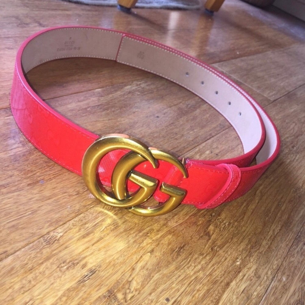 Red Double G Gucci Belt